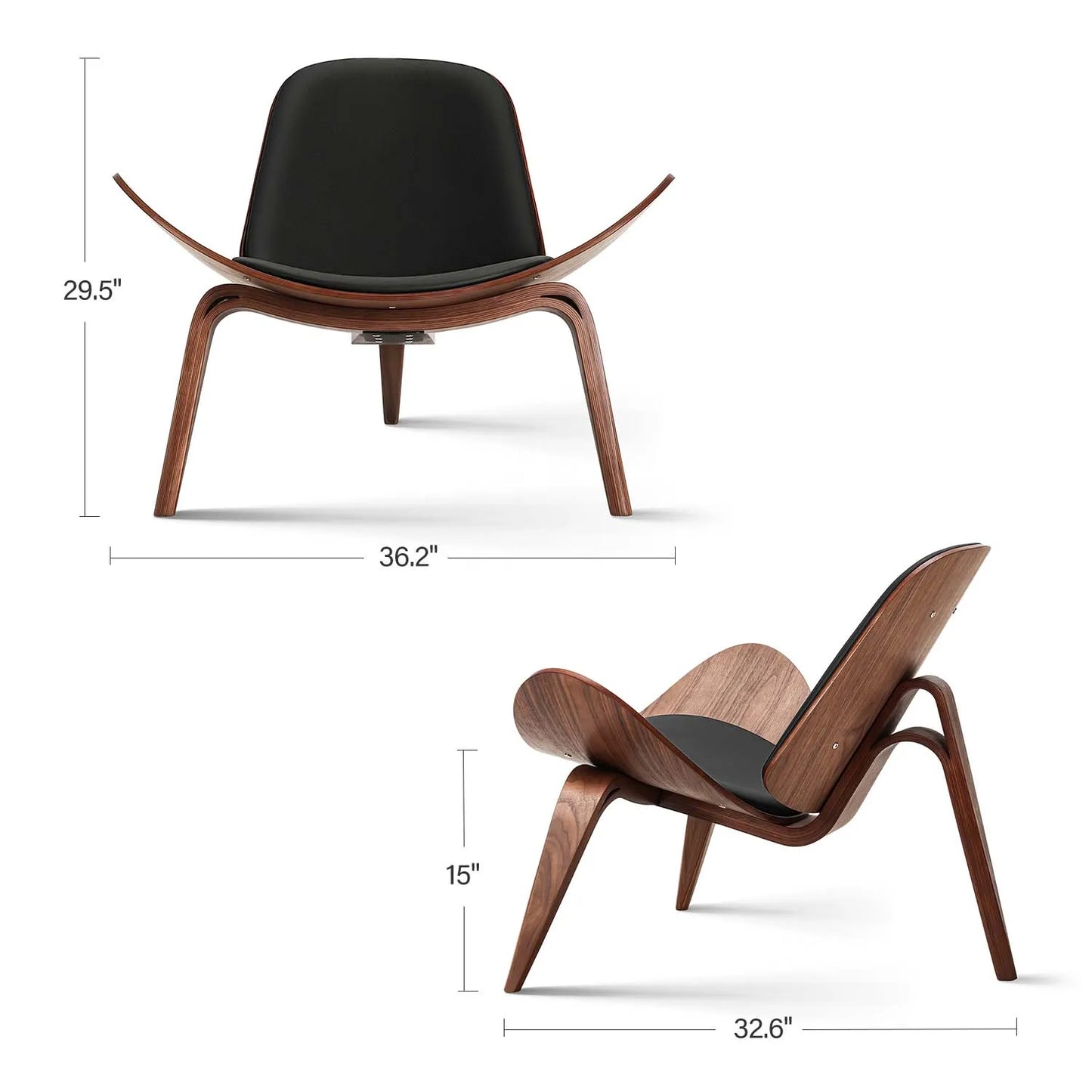 Modern Nordic Style Three-Legged Shell Lounge Chair